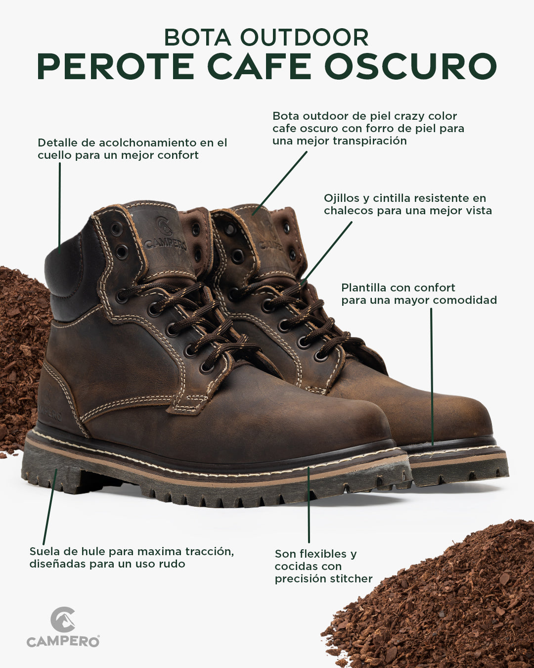Bota Perote Cafe oscuro